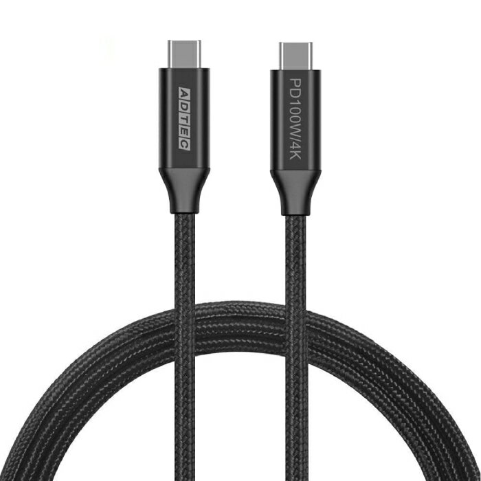 USB Type-CtoC ケーブル (4K・100W出力/10Gbps/2.0m) ADTEC APC-V2010CC-4KU3G2