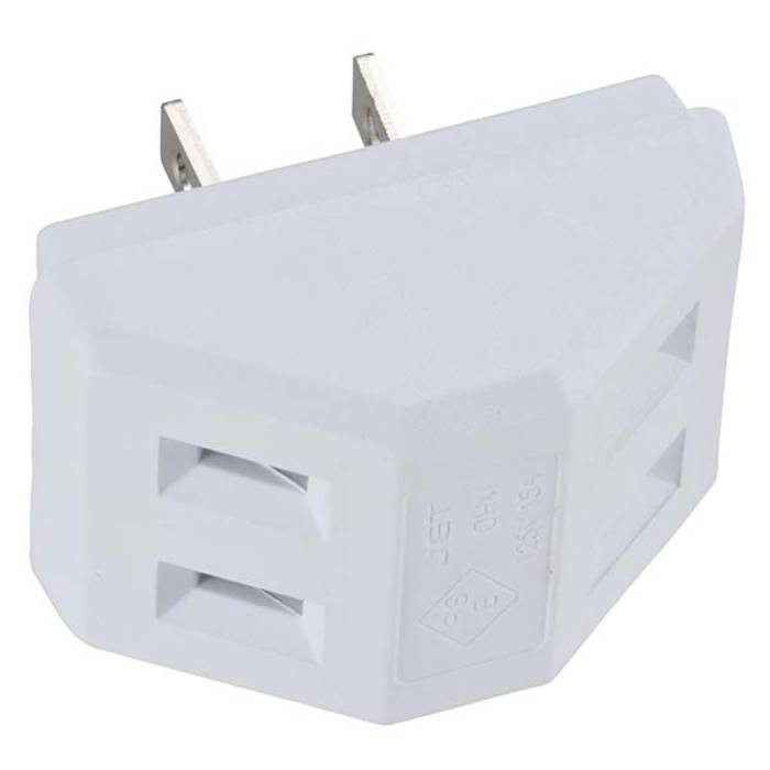 三角 2口タップ 白 コンセント アダプタ 電源タップ 旅行 外出 AC機器 PC関連 OHM HS-TM2SA1-W