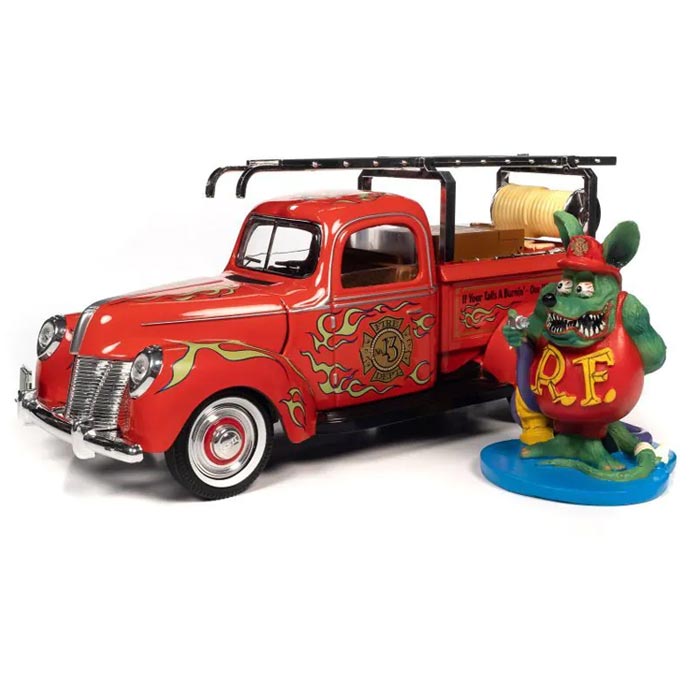 AUTOWORLD 1/18 Rat Fink 消防車 レッド/フレームス Rat Fink フィギュア付 模型 ミニカー 車 コレクション AWSS143