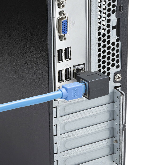 やるCANの【代引不可】RJ-45L型変換アダプタ 左出し カテゴリ6A STP LANケーブル ネットワーク 通信 サンワサプライ ADT-RJ6A-LL｜アングル3