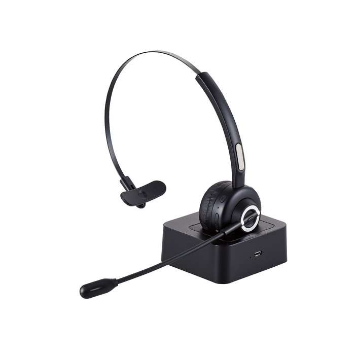 【代引不可】ワイヤレス ヘッドセット 片耳 Bluetooth マイク付き オーバーヘッドタイプ 充電スタンド付き iPhone An…