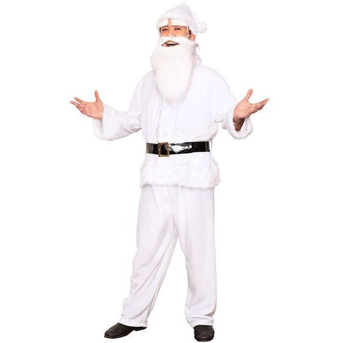 XM GOGOサンタさん ホワイト 帽子 眉毛 ヒゲ ジャケット パンツ ベルト 仮装 コスプレ 衣装 忘年会 ク..