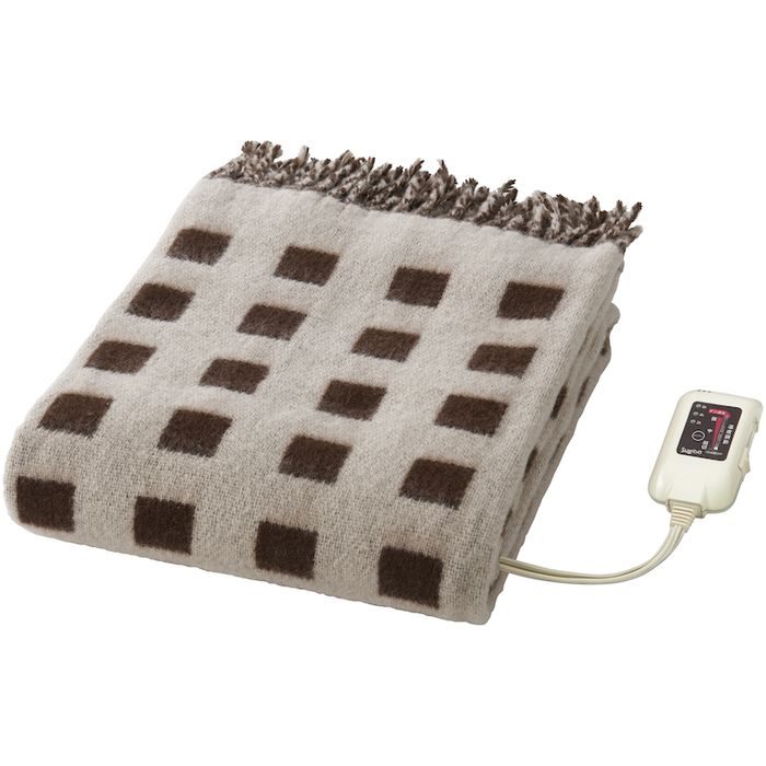 【即日出荷】電気ひざ掛け 不快なパチパチを抑制 暖房器具 55W 約82cm×140cm ベージュ/ブラウン sugibo SB-H501(BE)