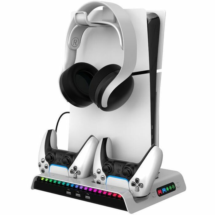 新型PS5用 LEDライト付き マルチ充電スタンド 充電 冷却 収納 アローン ALG-P5NLEDMS