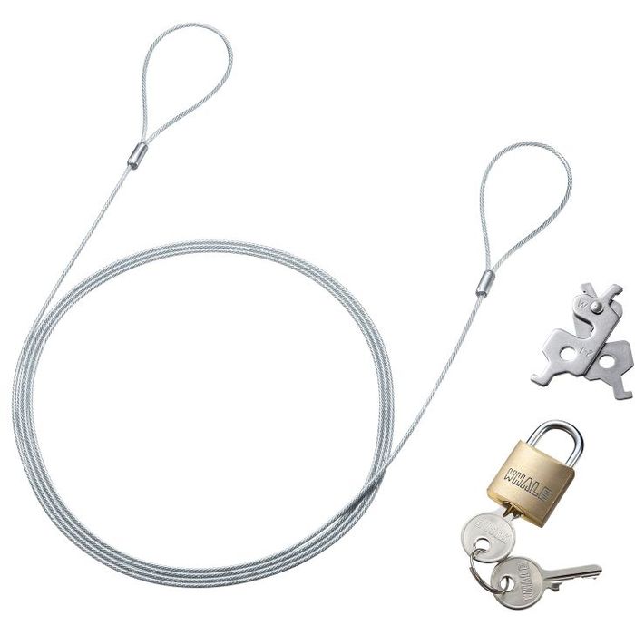 【代引不可】スロットマルチ対応セキュリティワイヤー・南京錠 サンワサプライ SL-94