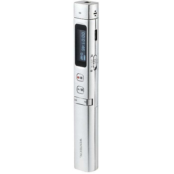 乾電池対応 スティック型 ICレコーダー 録音 単4電池 シルバー WINTECH VR-P28