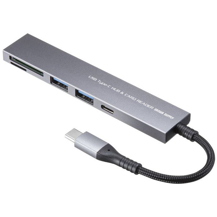 【代引不可】USB 5Gbps 3ポート スリム ハブ（カードリーダー付き） サンワサプライ USB-3TCHC21MS