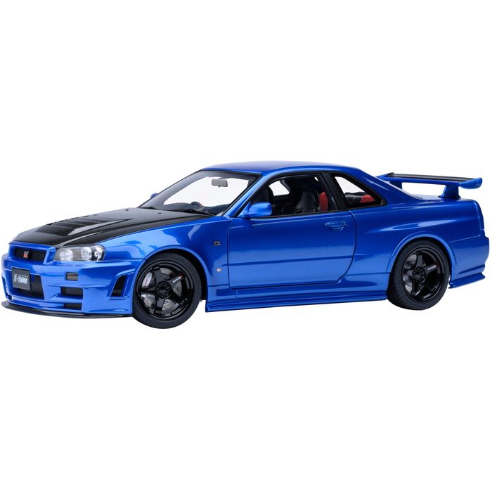 【沖縄 離島配送不可】AUTOart 1/18 ニスモ Nismo R34 GT-R Z-tune （ベイサイドブルー／カーボンブラック ボンネット） ミニカー 模型 オートアート 77460