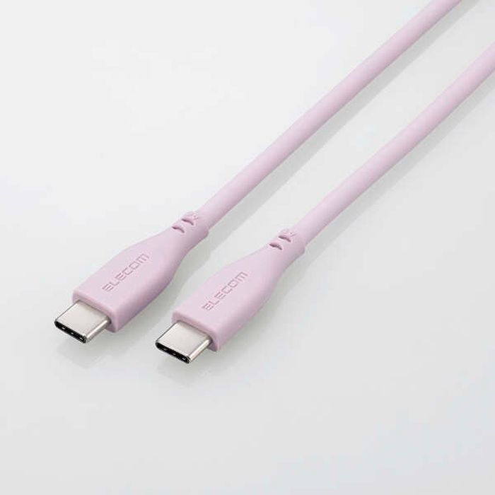 【代引不可】USB-C ケーブル USB Type C to Type C 1m PD 60W シリコン素材 【 iPhone Android スマホ タブレット パソコン 等 Type-C 機器対応 】 &me ラベンダー エレコム MPA-CCSS10PU