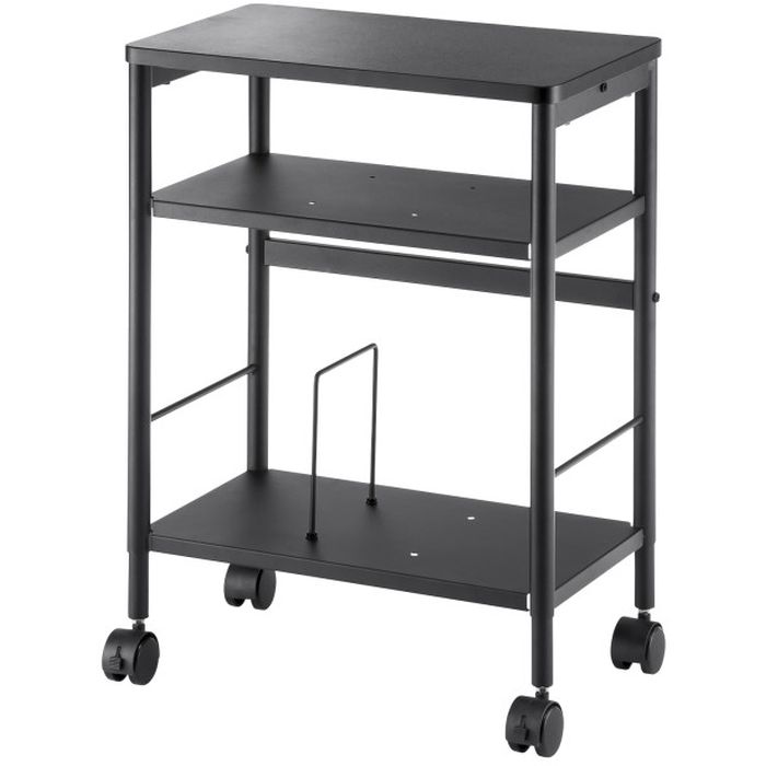 【沖縄・離島配送不可】【代引不可】高さ可変ワゴン 机 作業台 サイドテーブル ブラック サンワサプラ..