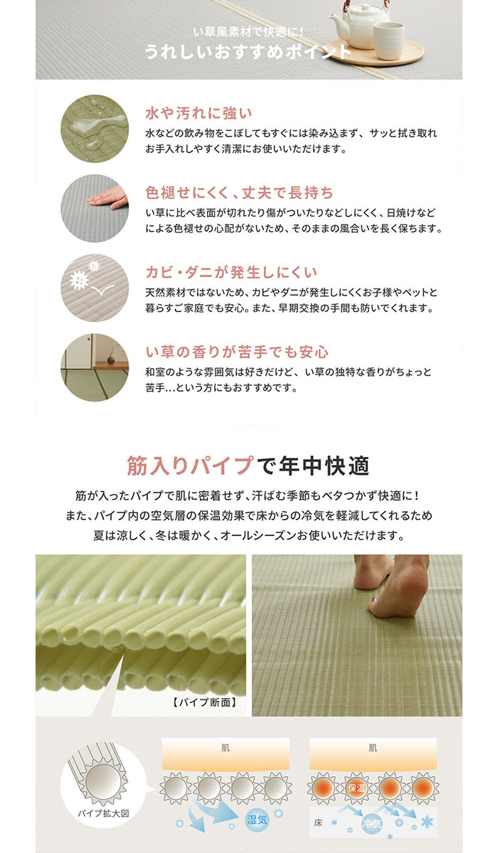 【北海道・沖縄・離島配送不可】【代引不可】洗えるい草風カーペット 四条(しじょう) 団地間6畳 ラグ マット 敷物 約255×340cm HAGIHARA 159070060x konan-11391550 やるCAN サンプル画像3