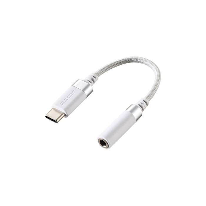 【代引不可】音声変換ケーブル 高耐久 USB Type-C to 3.5mmステレオミニ端子 DAC搭載 ハイレゾ対応 ホワイト エレコム MPA-C35DSWH