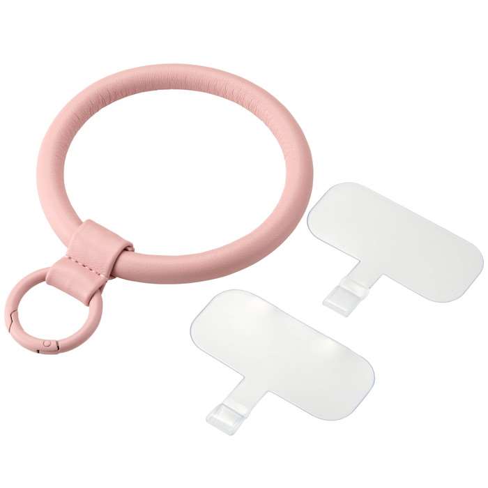 【代引不可】スマホハンドストラップ ストラップホールシート付属(2枚) レザーリング &me ピンク エレコム P-STHPLNPN