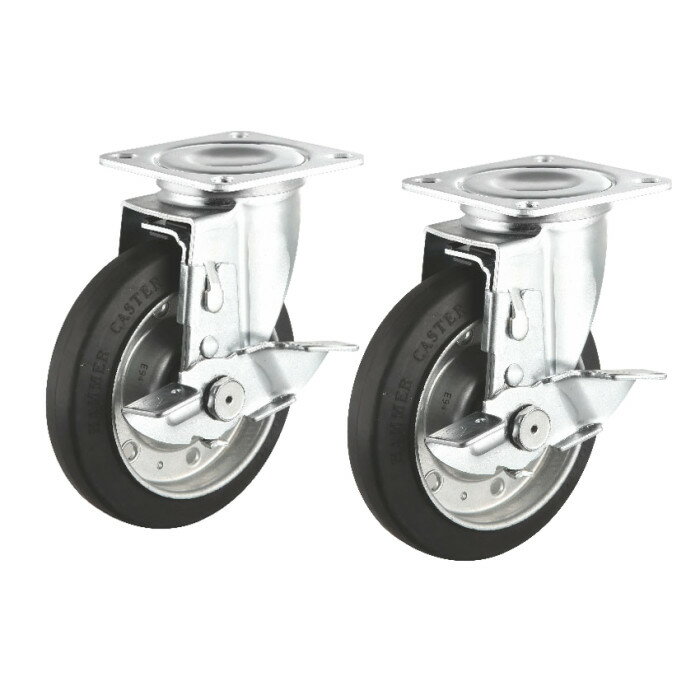 【代引不可】汎用キャスター 125mm径 2個セット フリー ストッパー付き サンワサプライ CST-125ER-FRST2