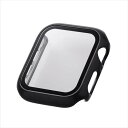【代引不可】Apple Watch 44mm フルカバーケース プレミアムガラス 高透明 メタリック ブラック エレコム AW-23DFCGPBK(2)