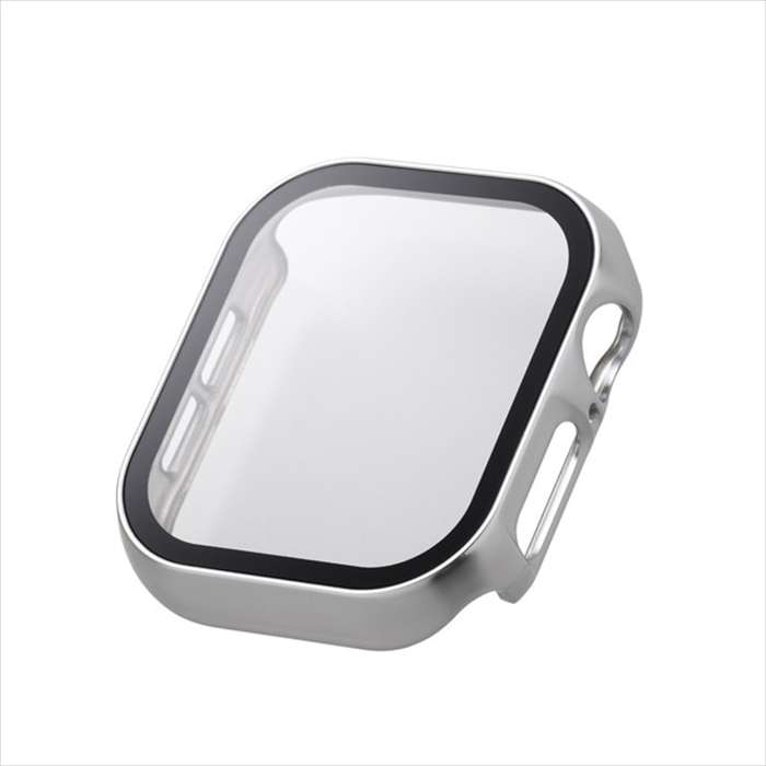 【代引不可】Apple Watch 42mm フルカバーケース プレミアムガラス 高透明 メタリック シルバー エレコム AW-24BFCGPSV