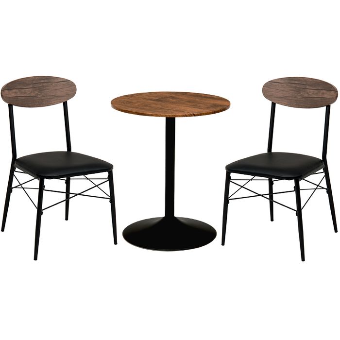 【北海道・沖縄・離島配送不可】【代引不可】テーブル&チェア3点セット(丸型/ブラウン) HAGIHARA LT-4918BR78BK-S