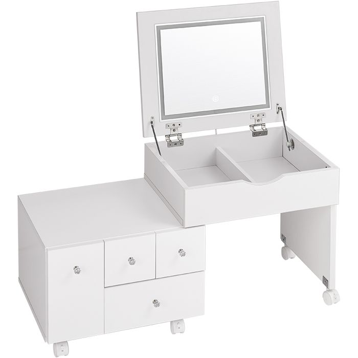 【北海道・沖縄・離島配送不可】【代引不可】伸縮式コスメワゴン ホワイト (約)幅48～86×奥行42.5×高さ46/85cm HAGIHARA MUD-6628WH