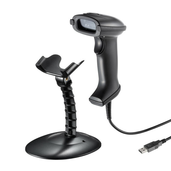 【沖縄・離島配送不可】【代引不可】1次元CCDバーコードリーダー（スタンド付き） サンワサプライ BCR-1D9BK