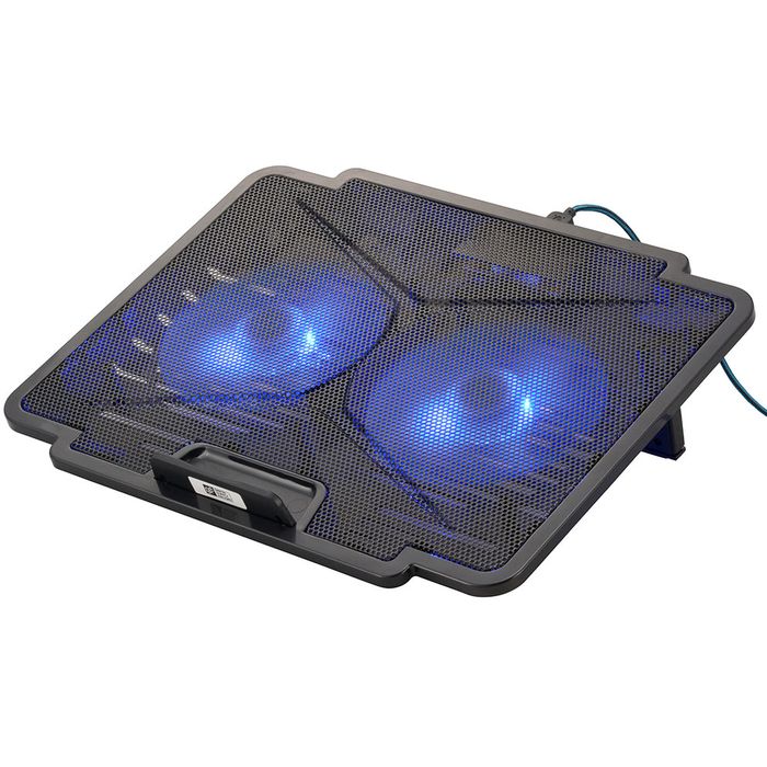 ノートパソコンクーラー(ファン2基搭載/無段階風量調整/11.6~15inchノートPC対応/6段階角度調整) OHM PC-SC01-K