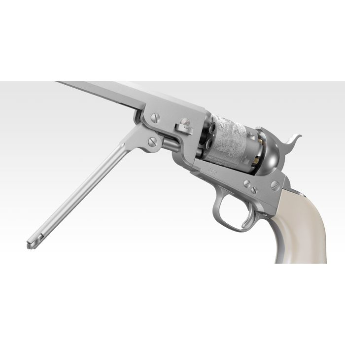 やるCANの【沖縄・離島配送不可】【エアーリボルバー プロ】 M1851 NAVY シルバーモデル 東京マルイ 4952839137371｜アングル2