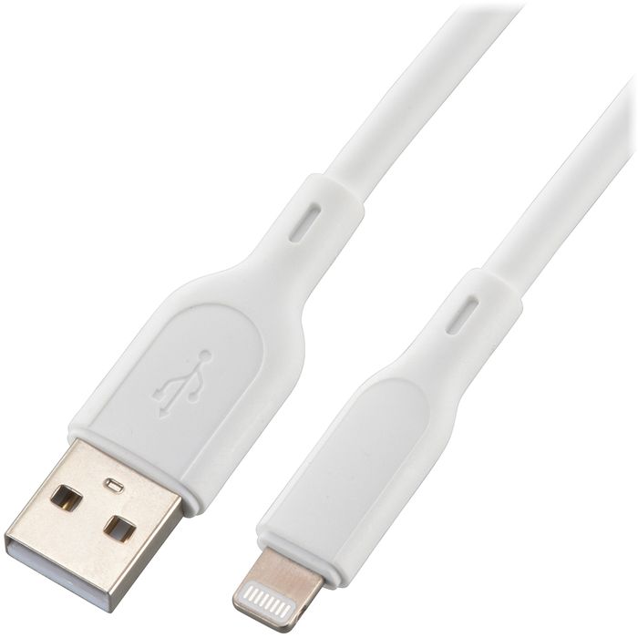 なめらかケーブル(1m/シリコンタイプ/USB-A to Lightning/5V・3A対応/白) OHM SMT-...