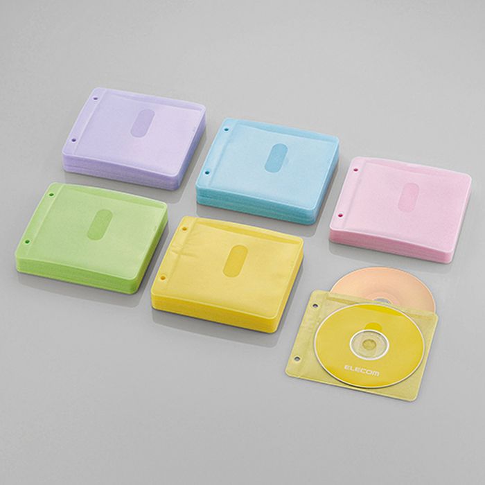 【代引不可】Blu－ray・CD・DVD対応不織布ケース/両面収納2穴付/120枚入/240枚収納/5色アソート エレコ..