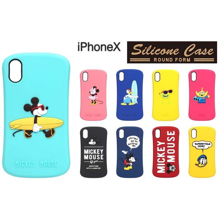 iPhoneX ソフト ケース 用 Disney ディズニー シリコン ケース 9デザインカラー（ ミッキーマウス ミニーマウス ドナルドダック モンスターズインク マイク エイリアン リトルグリーン ） PGA PG-DCS37