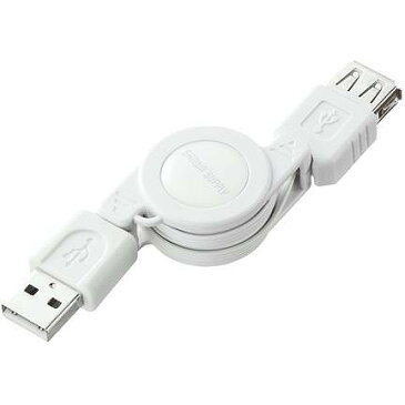 【サンワサプライ SANWA SUPPLY】巻き取りUSB2.0モバイルケーブル(延長用、ホワイト) 製品型番：KU-M08ENW