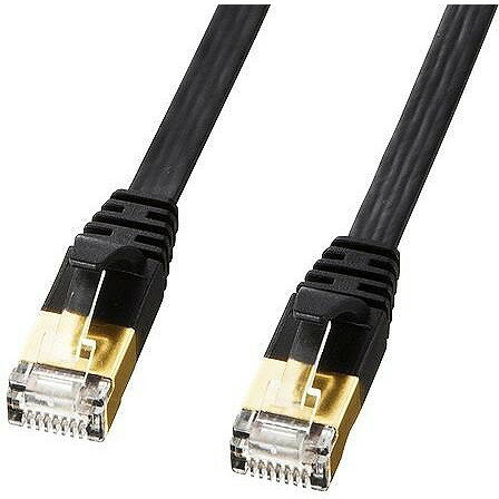【代引不可】【サンワサプライ SANWA SUPPLY】CAT7ウルトラフラット【LANケーブル】(1m、ブラック) 製品型番：KB-FLU7-01BK