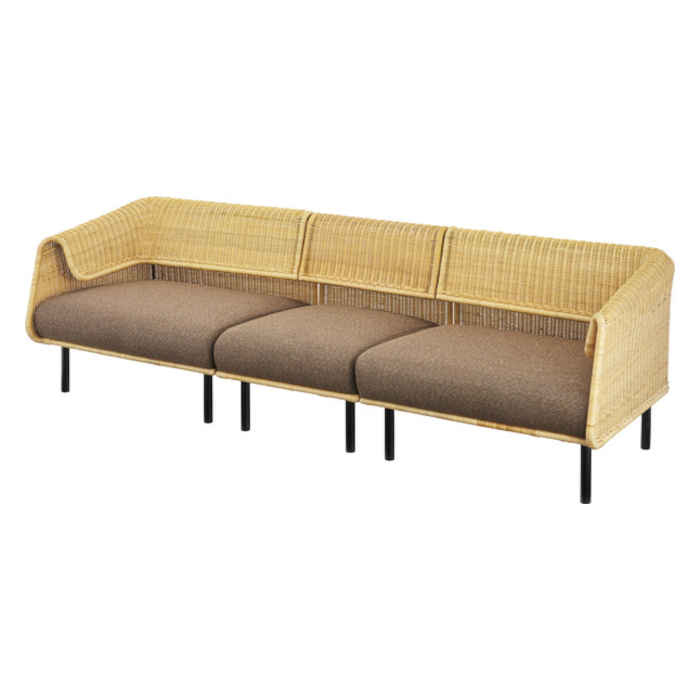 【北海道・沖縄・離島配送不可】【代引不可】ソファ 一人掛け 1人掛け 1P W60×D77×H70×SH39cm ラタン アイアン ロータイプ使用可 北欧インテリア リゾート風 サンドラー 東谷 NRS-501A [3]