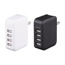 充電器 AC充電器 AC-USB アダプタ 4ポート 4.8A スマートIC 急速充電 iPhoneやスマートフォンを同時に4台まで充電できる グリーンハウス GH-ACU4B