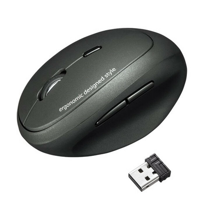 マウス ワイヤレス エルゴノミクスマウス 人間工学形状で手首の負担を軽減できる USB 光学センサー方式 ブルーLED サンワサプライ MA-ERGW17