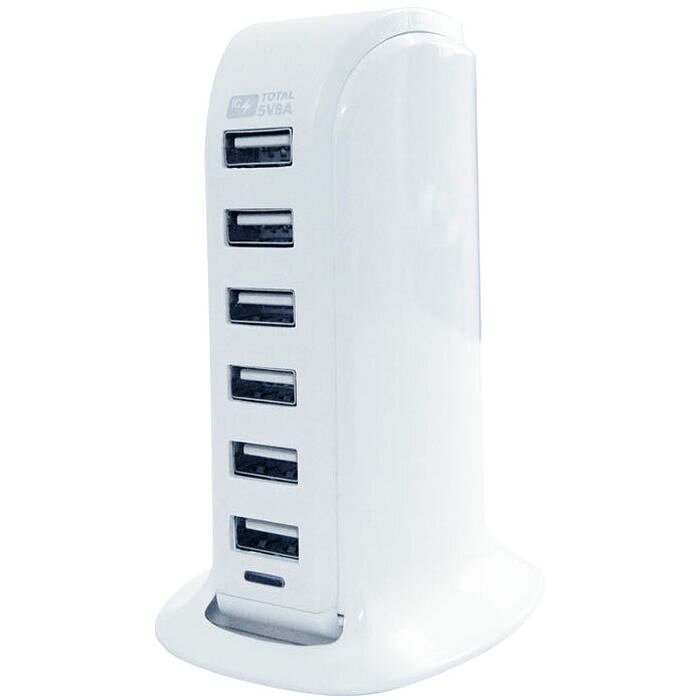 SEARCH WORD：AC充電器 AC 充電器 充電 チャージャー コンセント ACアダプター ACアダプタ アダプター アダプタ 商品概要：コンセント一つでUSB-Aの機器を6台同時に充電可能なUSB充電器。 ●USBポートは自動識別IC搭載、最大6口合計8A。接続した端末を識別し、最適な電流で充電できます。 ●100V～240V対応なので海外でも使用可能。 ●通電確認用ブルーLED付。 ●電源ケーブル付属（コード長1.5m） ※USBケーブルは付いておりません。各機器の純正ケーブルをご用意ください。 ※データ通信に対応していないUSBケーブルを使用した場合、自動識別できません。 ※各機器の出力アンペア数の合計が8Aを超えると充電速度が遅くなったり、うまく充電できない場合があります。 ※USB PDには対応しておりません。商品仕様：■メーカー：カシムラ■JANコード：4907986480290■商品名：USB充電器 自動識別 USB-Aの機器を6台同時に充電可能 ホワイト■型番：AC-029■入力電圧：AC100-240V50/60Hz ■出力：1ポート最大DC5V2.4A/6ポート合計最大DC5V8A ■使用温度範囲：0～35℃ ■本体サイズ/重量：66W×110H×78Dmm/249g※商品概要、仕様、サービス内容及び企業情報などは商品発表時点のものです。※最新の情報に関しましては、メーカーサイトをご覧ください。※発売前予約商品についてはメーカーの商品製造数により納期が遅れる場合やご注文キャンセルをお願いする場合がございます。