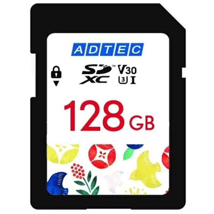 SDXCカード SDXC 128GB UHS-I U3 V30 和柄 赤色 ADTEC ADC-SZTX128G/U3