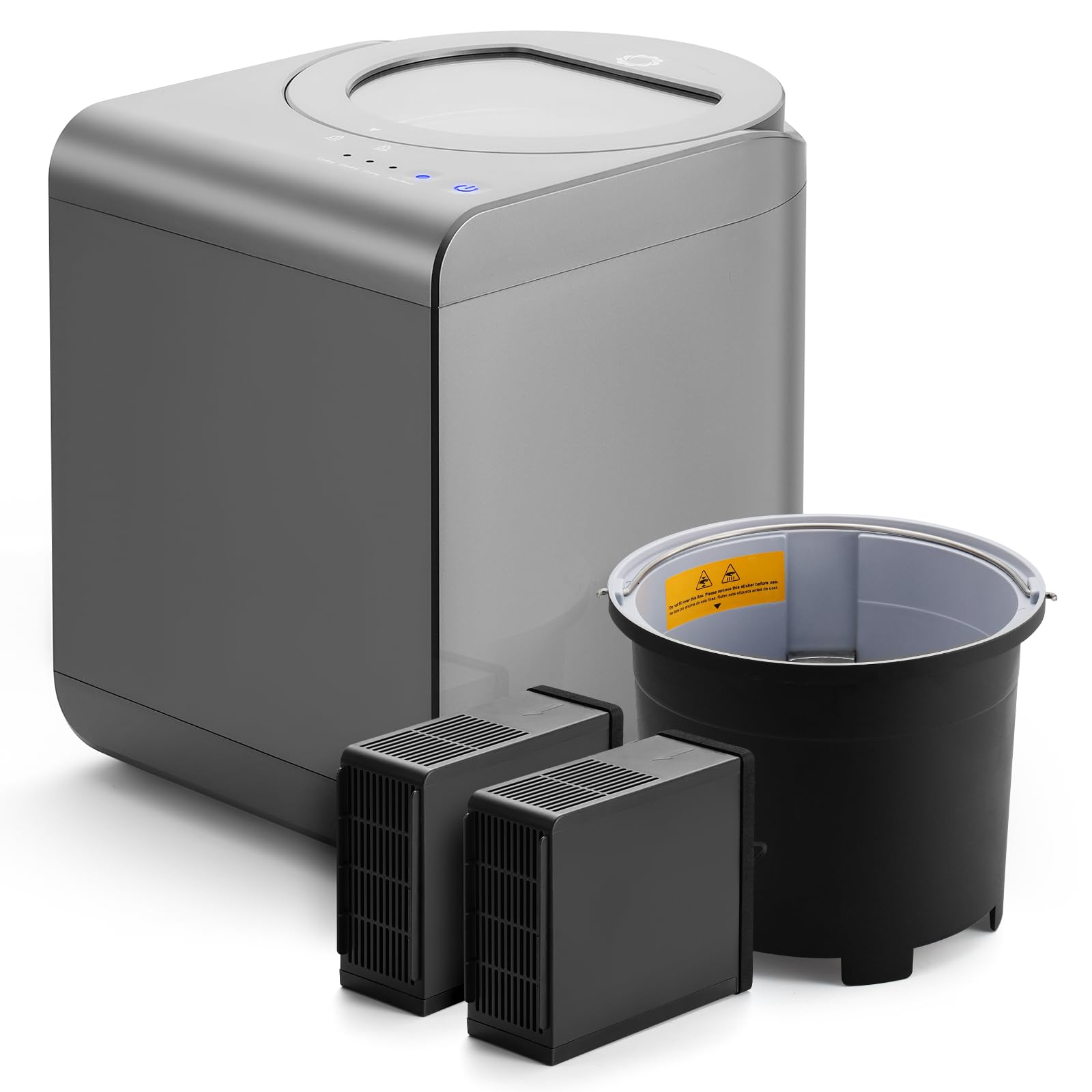 楽天湖南オンラインAirthereal 生ごみ処理機、Revive 電動キッチンコンポスター ビジュアルカバー付き、容量 2.5L、SHARKSDEN（R） トライブレード付き、食品廃棄物やスクラップを植物用の乾燥堆肥肥料に変えます, 量も約90％ 減らす 密閉防臭 高温乾