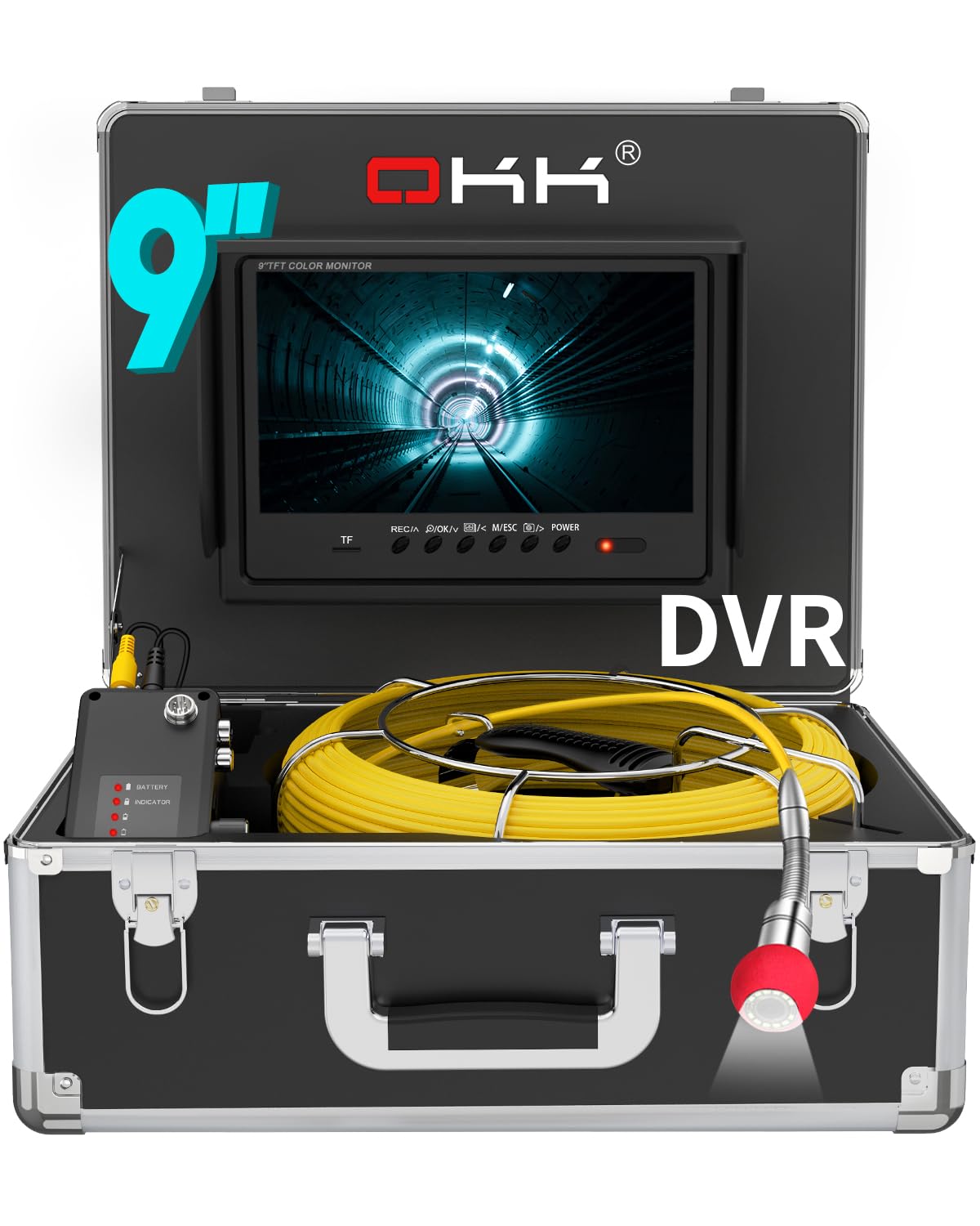 配管カメラ自動調整機能を備えた、20M 下水道カメラ、下水道検査カメラ、メートルマーカー、9インチモニター、DVRレコーダー付きで、12個のライト付きの配管カメラ。配管工、ホームオーナー向けの排水溝カメラ（16GBカード付き）