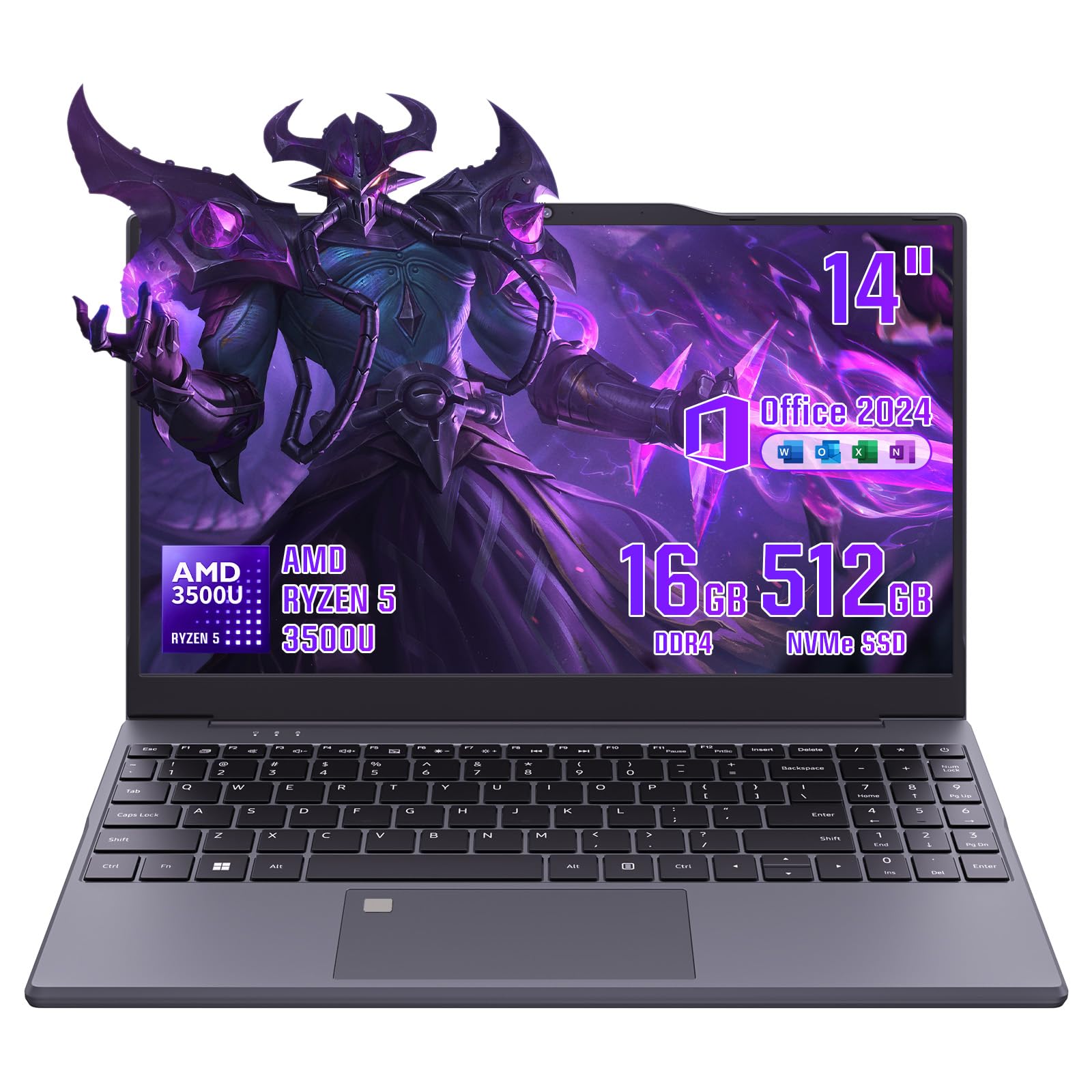 ノートパソコン office2024搭載 14インチAMD Ryzen5 (N100より2倍向上)ノートpc 軽量1.33kg/省電力・静音設計/FHD IPS/16GB DDR4 超高速NVMe SSD/5000mAhバッテリー/200万画素カメラ/指紋