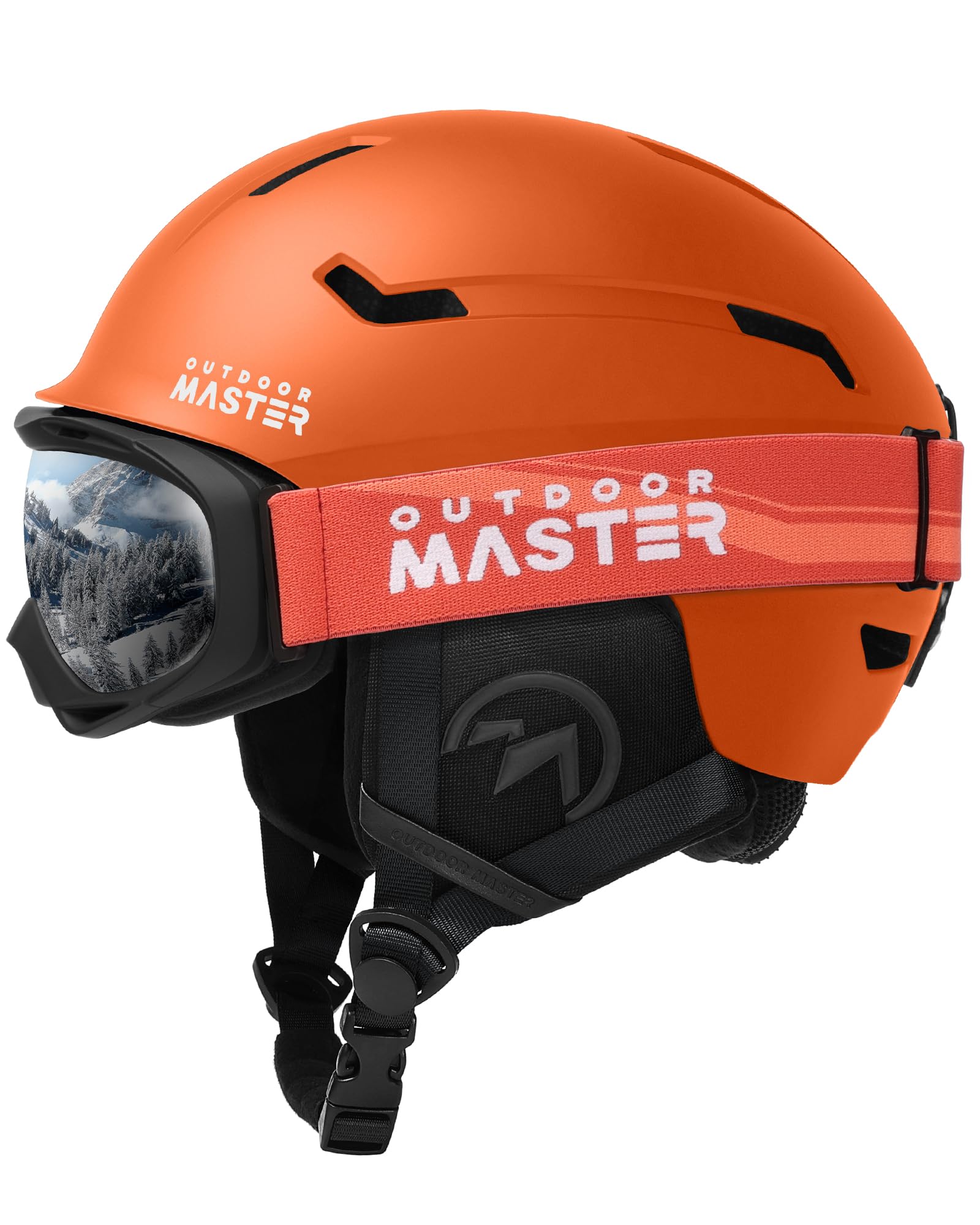 OUTDOORMASTER スキー ヘルメット ゴーグル付き スノーボード ヘルメット バイザー付き スノーヘルメット 通気スイッチ 全方位調整アジャスター 高密度EPS スキー用ヘルメット 3D保護クッション 取り出し可能 洗濯可能 大人用 男女兼用 7