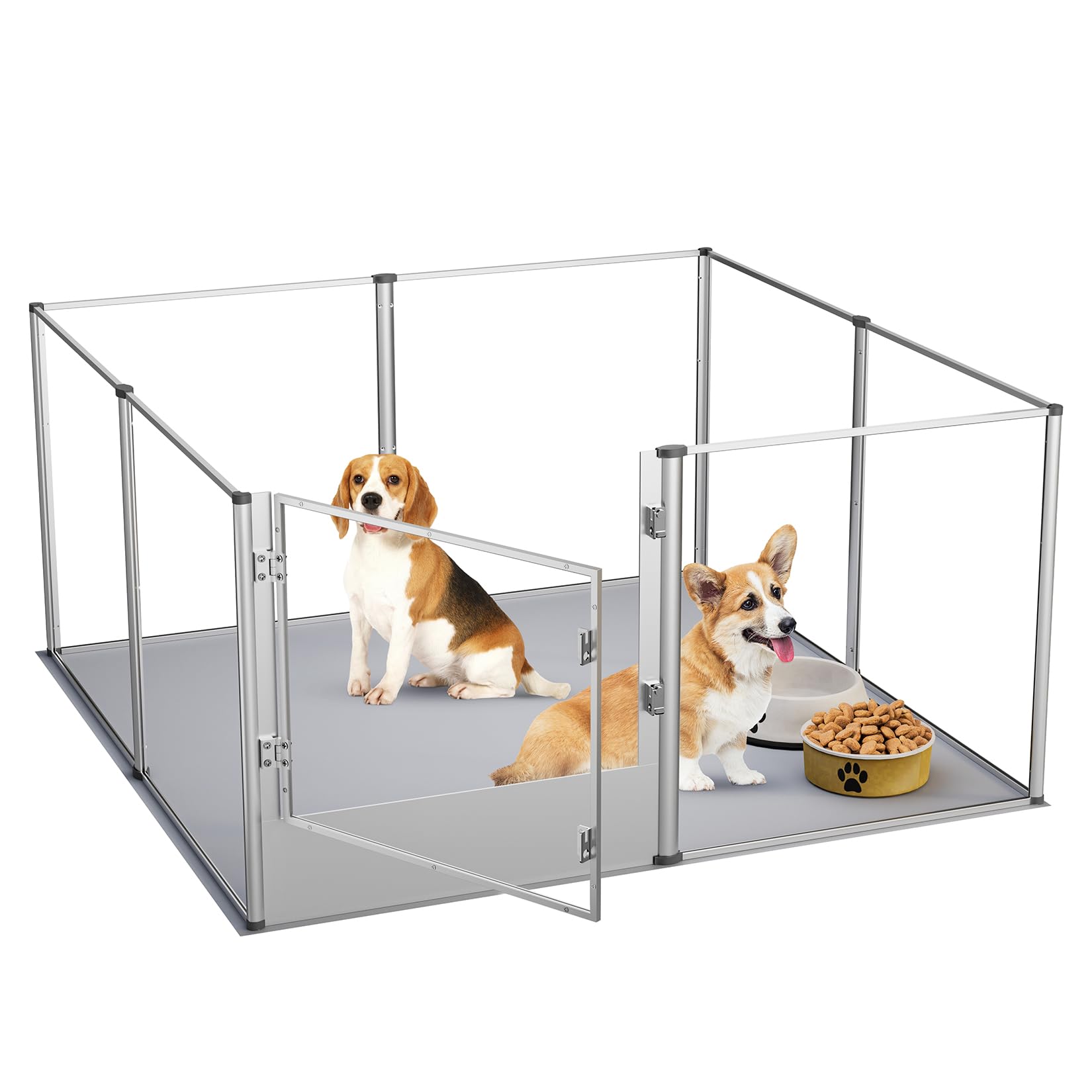 ホワイト金属製小動物用サークル☆約70cm ×70cm 6枚パネル ドア付き