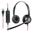 CallezヘッドセットUSB接続 マイク付き ダブルノイズキャンセリング PC用ヘッドホン 有線 両耳 高性能マイク付き ENC機能 着信応答/終話 音量調節 ミュート機能 350°回転 左右両対応 超軽量 超快適 クリアな通話 テレワーク/オンライン授