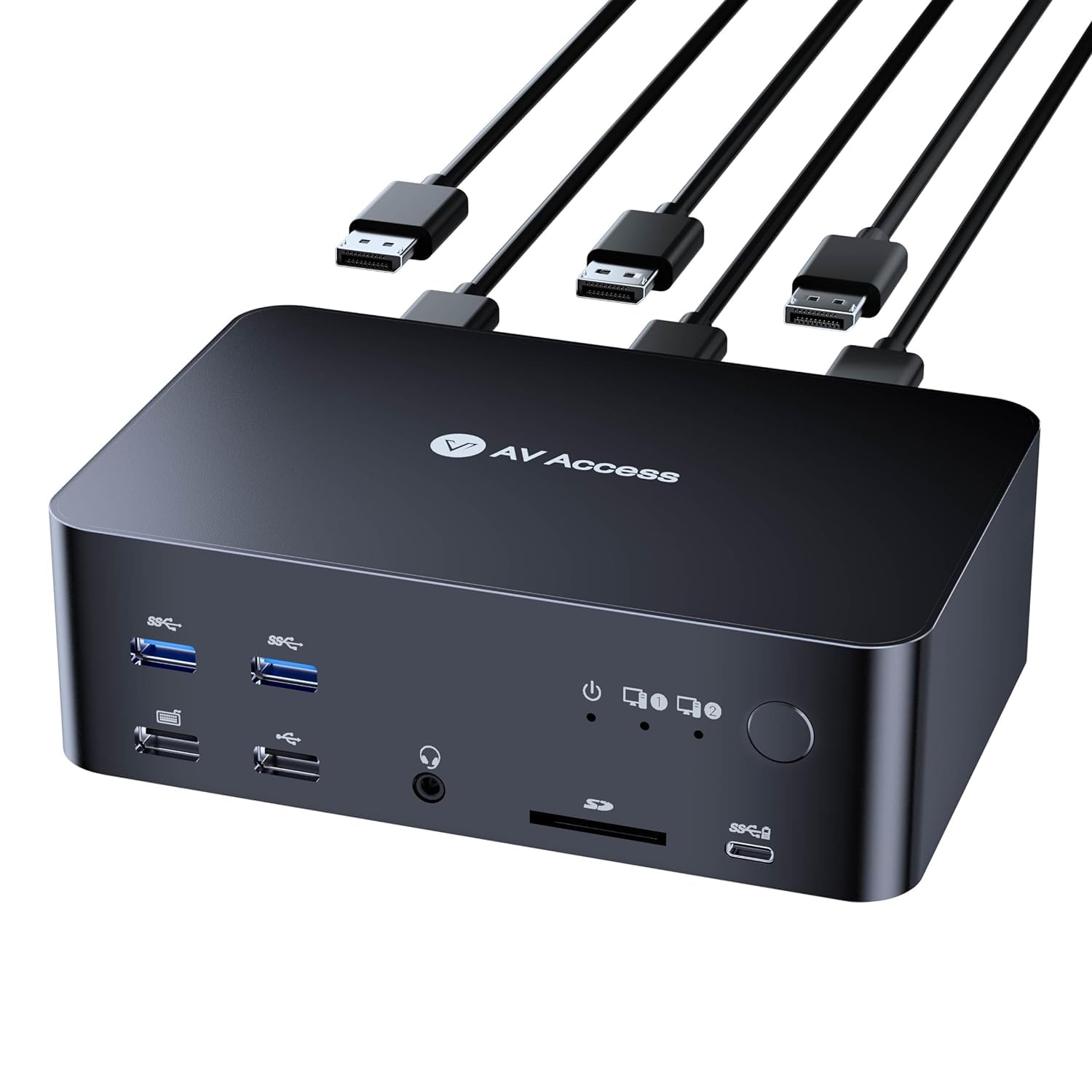 AV Access iDock D23 8Kディスプレイポート KVMスイッチ ドッキングステーション | 2台のPCに対応 | トリプルモニター対応 | ゲーミング向け165/144/120Hz対応