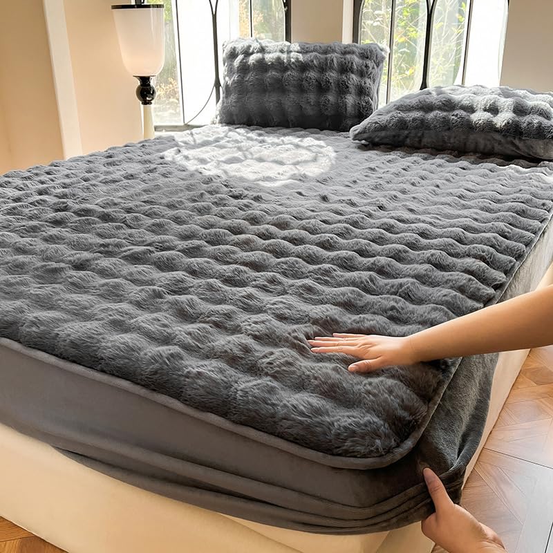 SUKAAGO ボックスシーツ 冬 シングル セミダブル ダブル ベッドシーツ マットレスカバー ベッドカバー ワイドキング シーツ 全周ゴム付き 着脱簡単 防寒 ふわふわ 素肌にやさしい あったか 暖かい 柔らかい 布団 洗える 静電気防止 敷き布団カバ