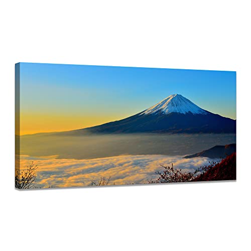 富士山 風景画 太陽の絵 ポスター 絵画 自然 風水 アートパネル 山の絵 風水 玄関 開運 絵画玄関 壁掛け 部屋装飾 木枠付きの完成品(40x80cm)のサムネイル