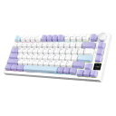 A.JAZZ AK820 Proゲーミングキーボード3モードgift軸 メカニカルRGBホットスワップ対応ノブ付きTFTスクリーン ワイヤレス2.4Ghz/ Bluetooth 5.1/有線 PBTキーキャップ Gasket構造4000mAh仕事用/Win