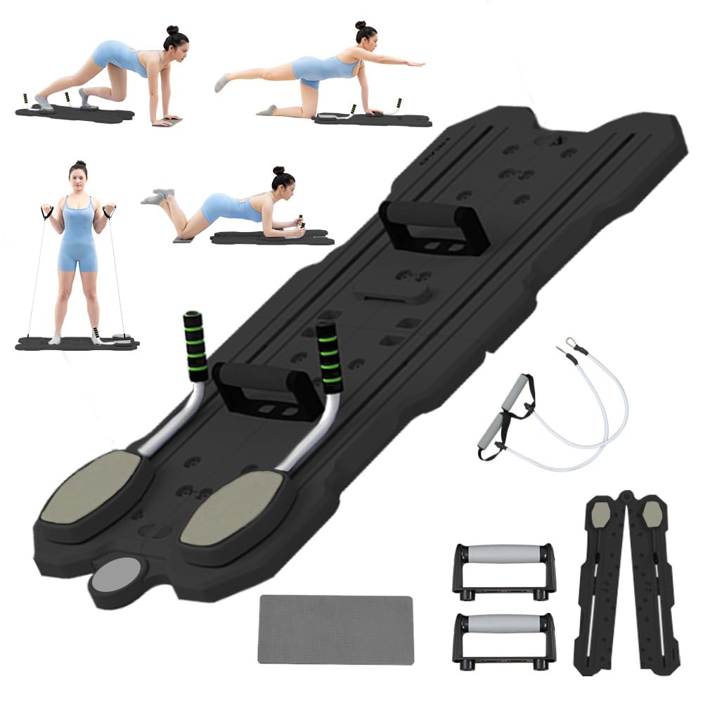 Goripedia 腹筋ローラー 自宅 筋トレ器具 エクササイズローラーホイール 多機能全身トレーニングボード 腹筋トレーニング器具 腹筋マシーン マシンピラティス ダイエット器具 室内用運動器具 エルボーサポート・膝パッド付き 折りたたみ式で収納しやすい