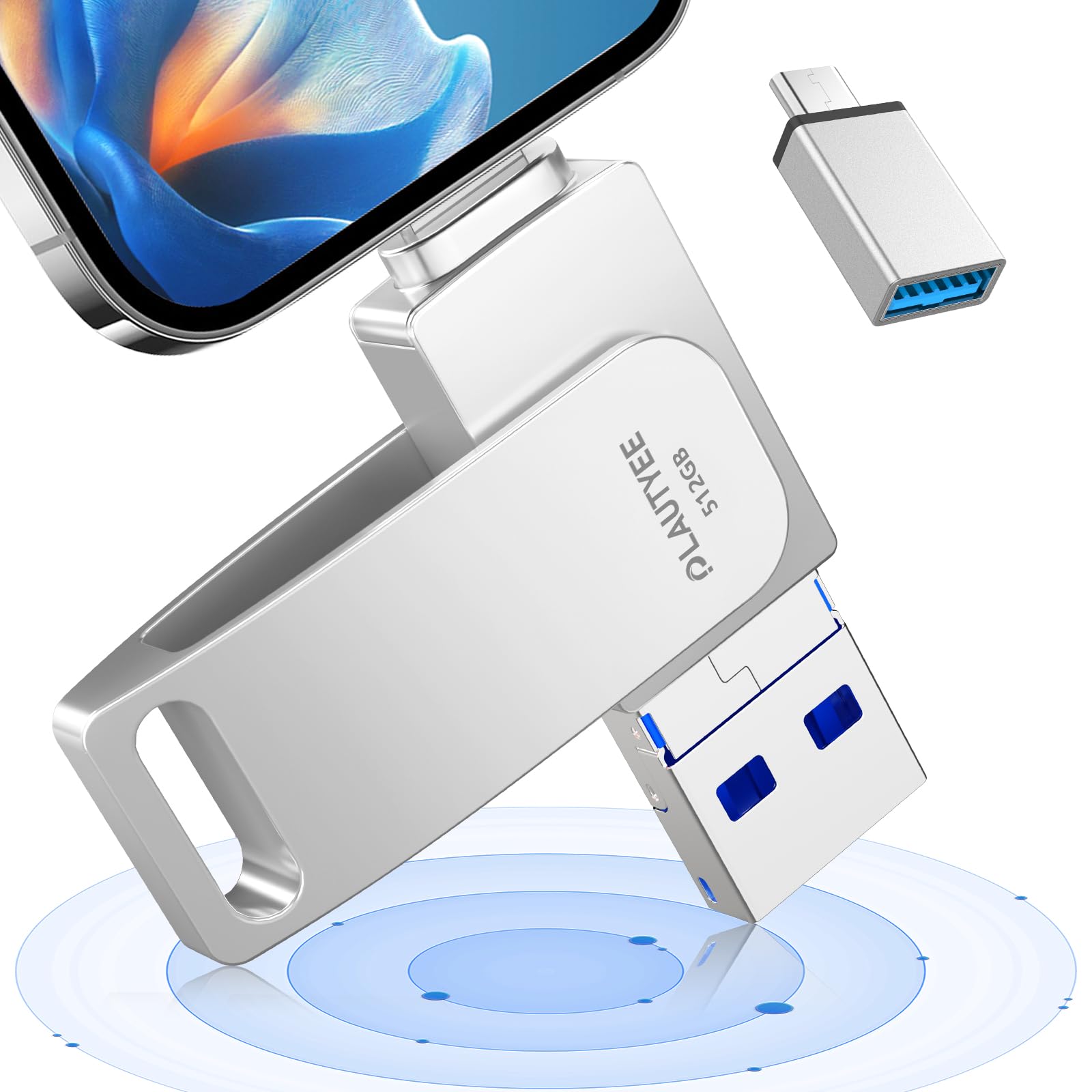 「アプリ不要 初心者向け」usbメモリ 512gb フラッシュメモリ phone usbメモリ USB3.0高速 アンドロイド用 IOS/Android/PC/MAC対応 スマホ 写真保存 usb バックアップ usbメモリー タイプc 外付けusbメモリ