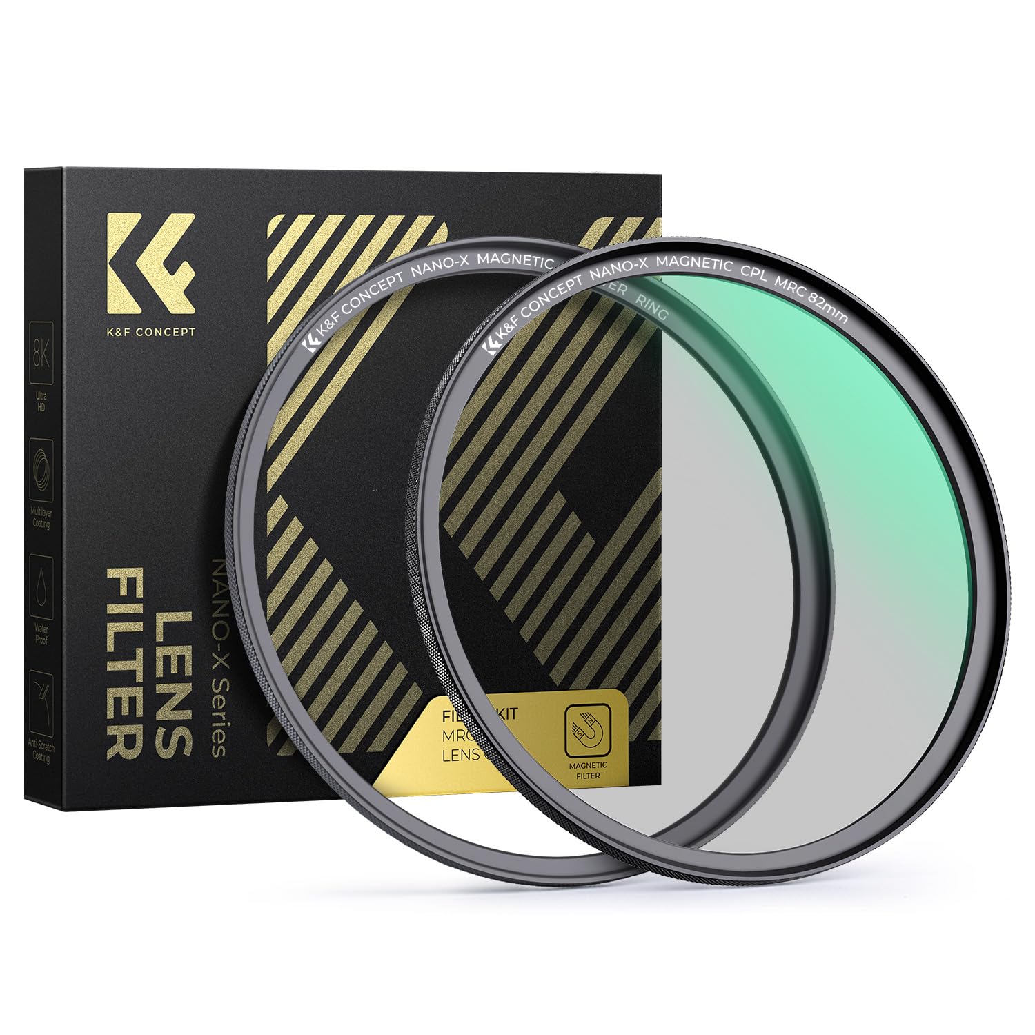 乐天商城 - K&F CONCEPT 82mm マグネットC-PLフィルター+マグネットアダプターリング 磁気吸着 装着便利 円偏光 色彩コントラスト 反射調整用 28層ナノコーティング 超薄型 撥水防汚キズ防止 風景撮影最適 （NANO-Xシリーズ）
