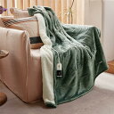 GOTCOZY 電気毛布 掛け敷き兼用 - 180×130cm フランネル電気ブランケット 6段階温度調整 10時間自動停止タイマー付 速暖 節電 丸洗い可能 暖房器具 防寒対策(グリーン)(3)