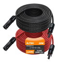 RJTEK MC4 ソーラーケーブル 4sq 11AWG 長さ20m 最大電流約30A 最大電圧1500V(DC) ソーラー 延長 ケーブル ソーラーパネル接続用 コネクタ付きソーラー用ケーブル MC4コネクター ソーラーコネクター 2本セット品 両端コネ